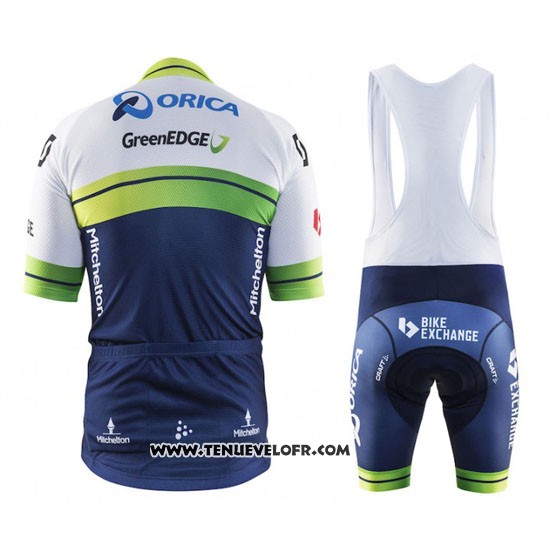 2016 Maillot Ciclismo Orica GreenEDGE Blanc et Bleu Manches Courtes et Cuissard